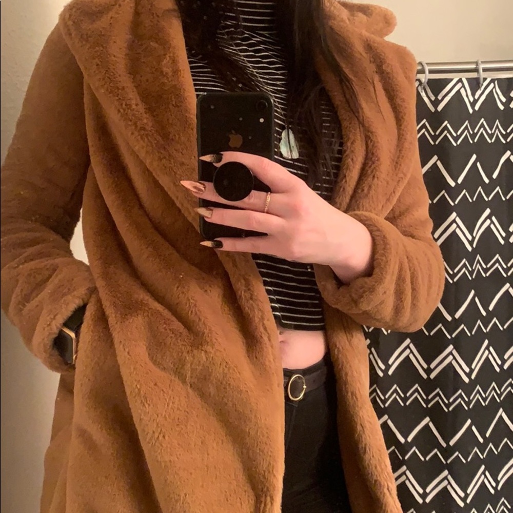 forever 21 fuzzy trench coat